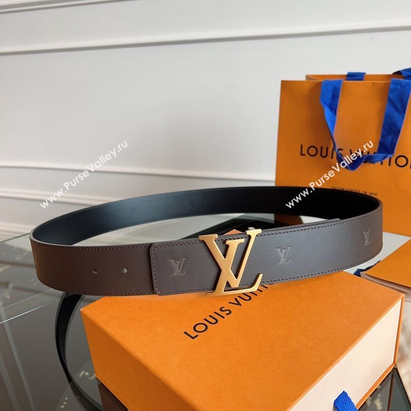 Louis Vuitton LV Embossed Leather Belt 4cm with LV Buckle Brown/Aged Gold 2026 LV031602 (99-260316089)