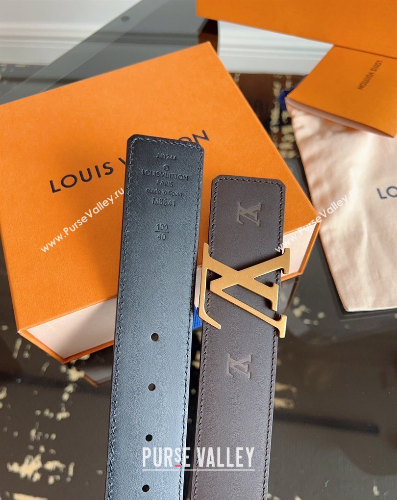 Louis Vuitton LV Embossed Leather Belt 4cm with LV Buckle Brown/Aged Gold 2026 LV031602 (99-260316089)