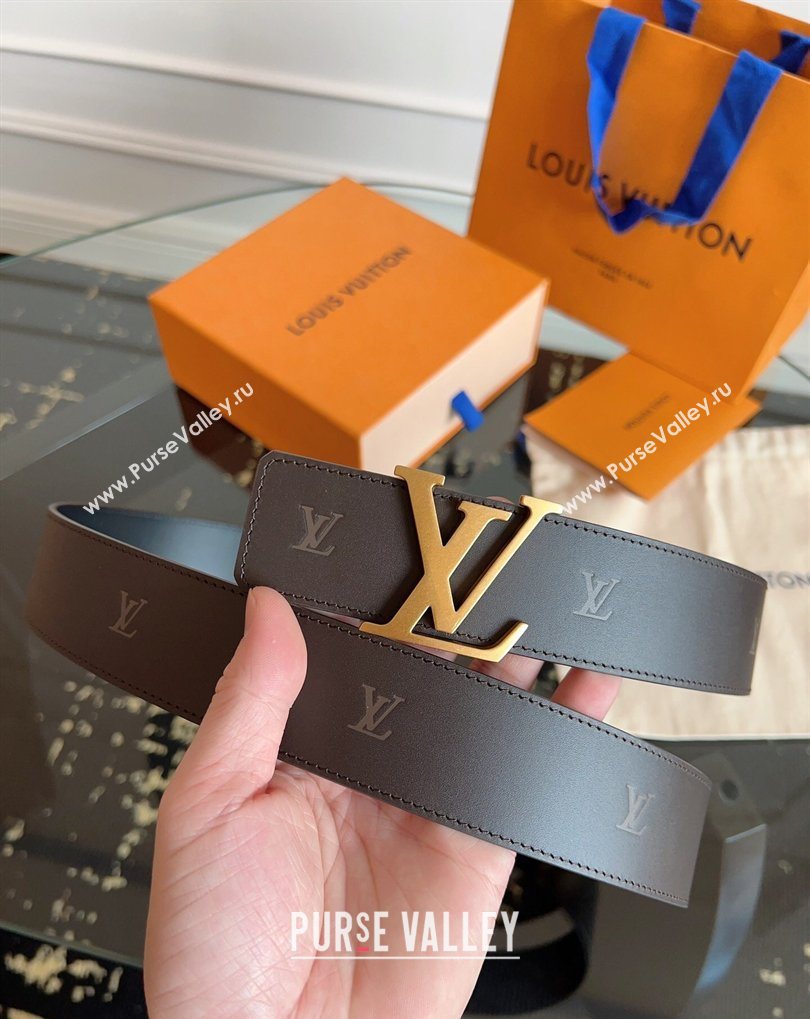Louis Vuitton LV Embossed Leather Belt 4cm with LV Buckle Brown/Aged Gold 2026 LV031602 (99-260316089)