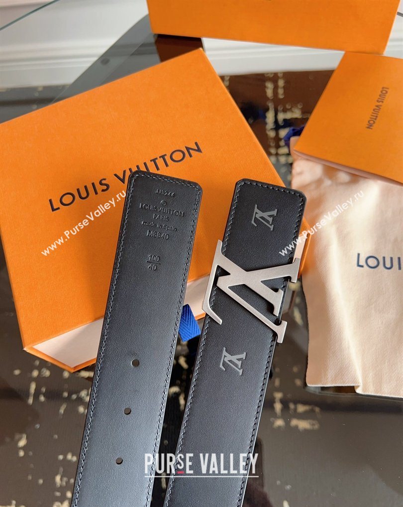 Louis Vuitton LV Embossed Leather Belt 4cm with LV Buckle Black/Aged Silver 2026 LV031602 (99-260316090)