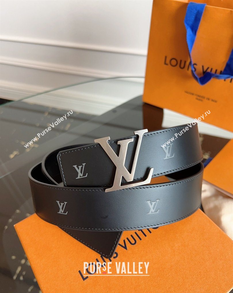 Louis Vuitton LV Embossed Leather Belt 4cm with LV Buckle Black/Aged Silver 2026 LV031602 (99-260316090)