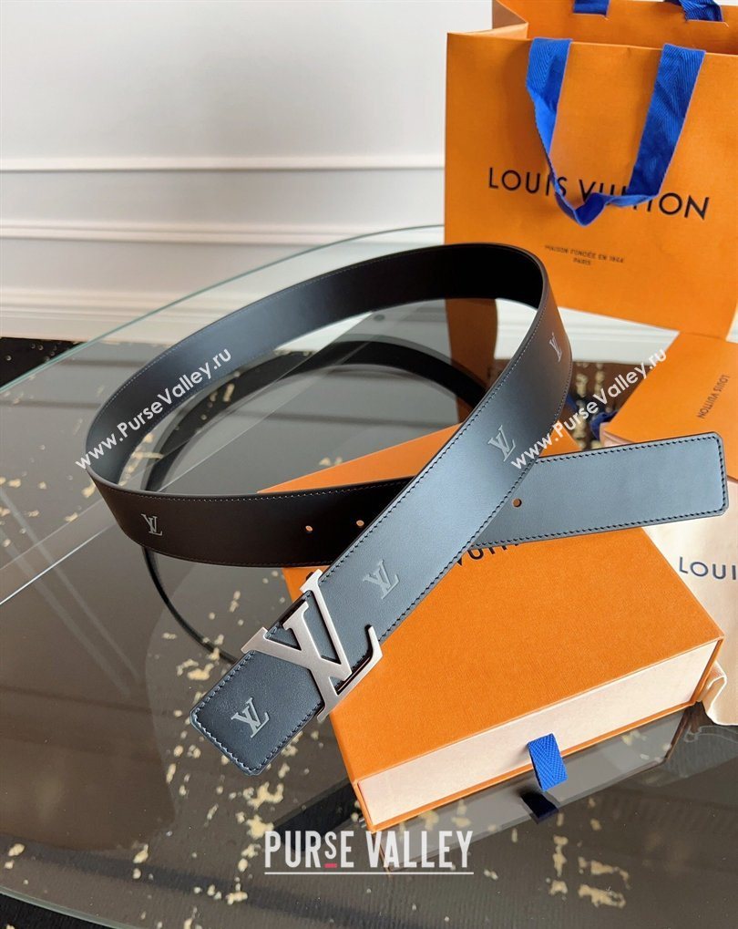 Louis Vuitton LV Embossed Leather Belt 4cm with LV Buckle Black/Aged Silver 2026 LV031602 (99-260316090)