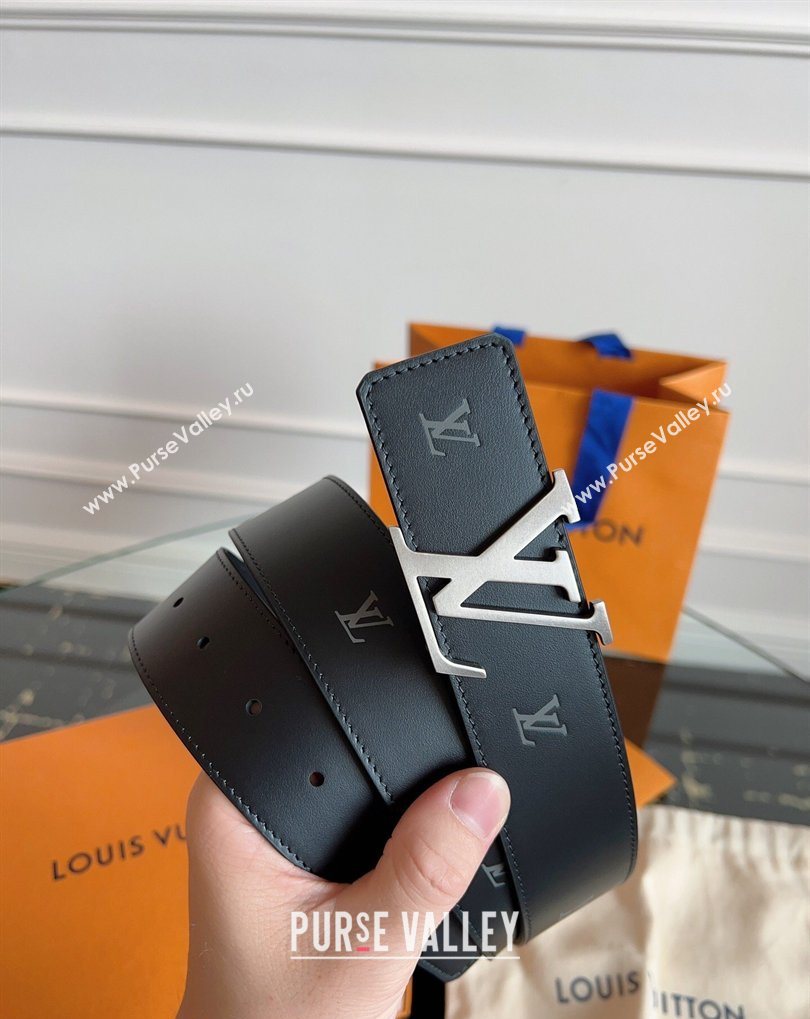 Louis Vuitton LV Embossed Leather Belt 4cm with LV Buckle Black/Aged Silver 2026 LV031602 (99-260316090)