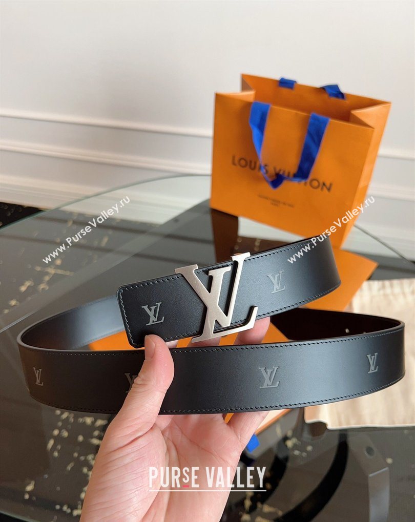 Louis Vuitton LV Embossed Leather Belt 4cm with LV Buckle Black/Aged Silver 2026 LV031602 (99-260316090)