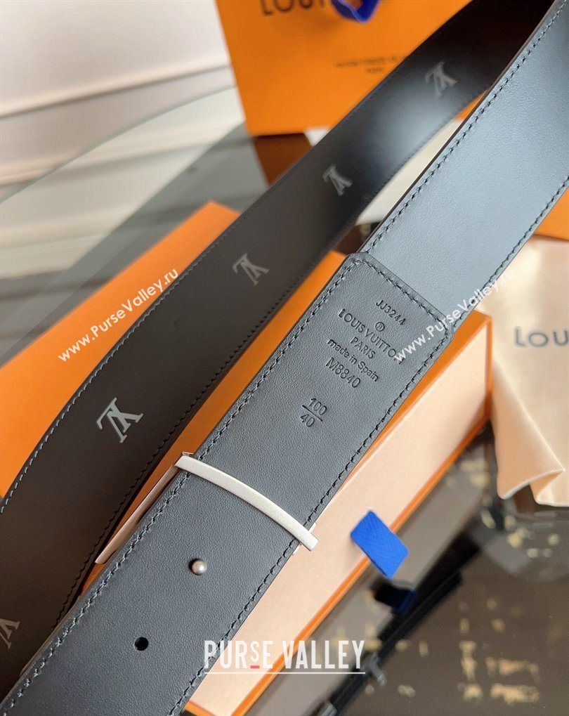 Louis Vuitton LV Embossed Leather Belt 4cm with LV Buckle Black/Aged Silver 2026 LV031602 (99-260316090)