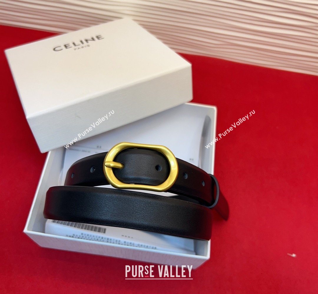 Celine Triomphe Medium Belt 2.5cm with Pin Buckle in Calfskin Leather Black 2026 CE031601 (99-260316022)