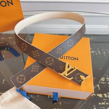 Louis Vuitton Monogram Canvas and Leather Belt 3cm with LV Buckle White 2026 LV031603 (99-260316091)