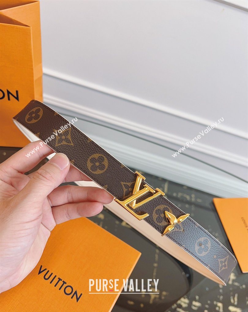 Louis Vuitton Monogram Canvas and Leather Belt 3cm with LV Buckle White 2026 LV031603 (99-260316091)