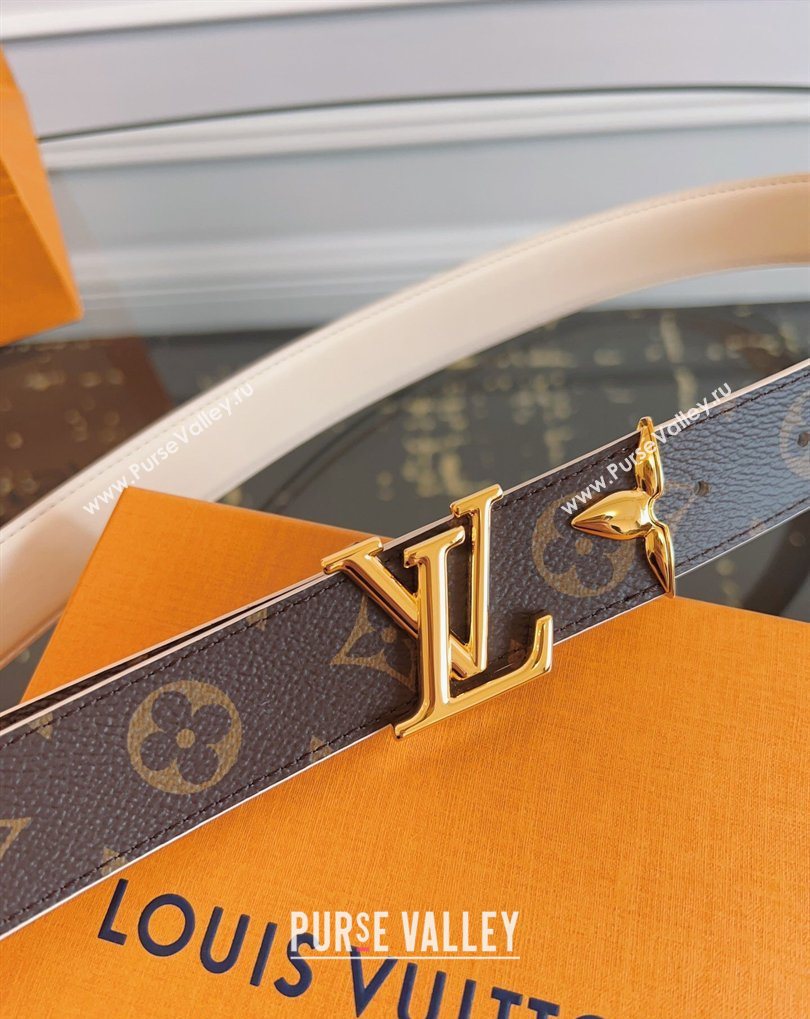 Louis Vuitton Monogram Canvas and Leather Belt 3cm with LV Buckle White 2026 LV031603 (99-260316091)