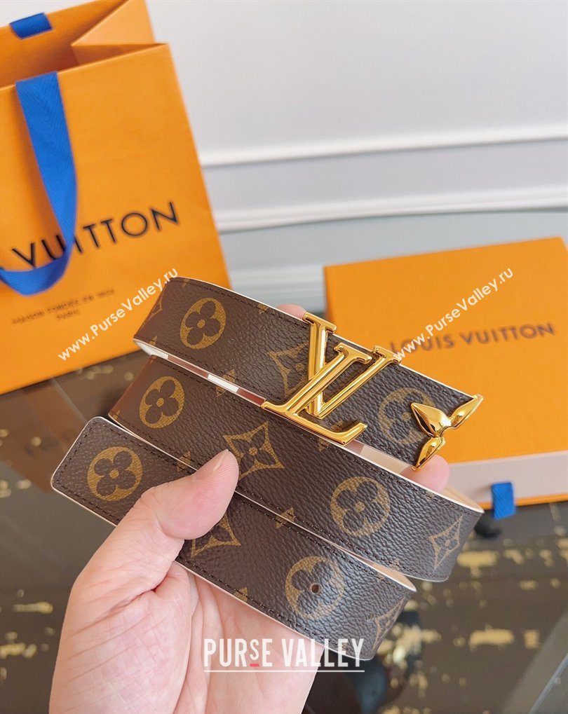 Louis Vuitton Monogram Canvas and Leather Belt 3cm with LV Buckle White 2026 LV031603 (99-260316091)