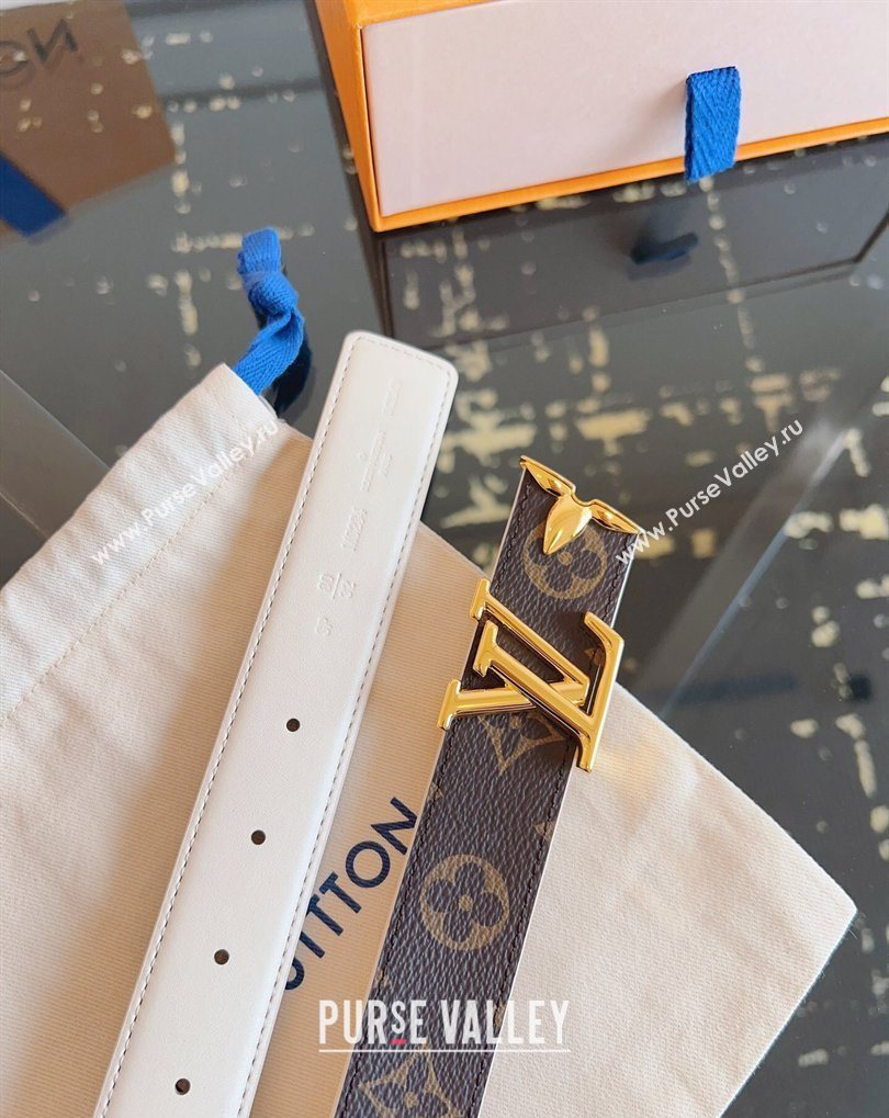 Louis Vuitton Monogram Canvas and Leather Belt 3cm with LV Buckle White 2026 LV031603 (99-260316091)