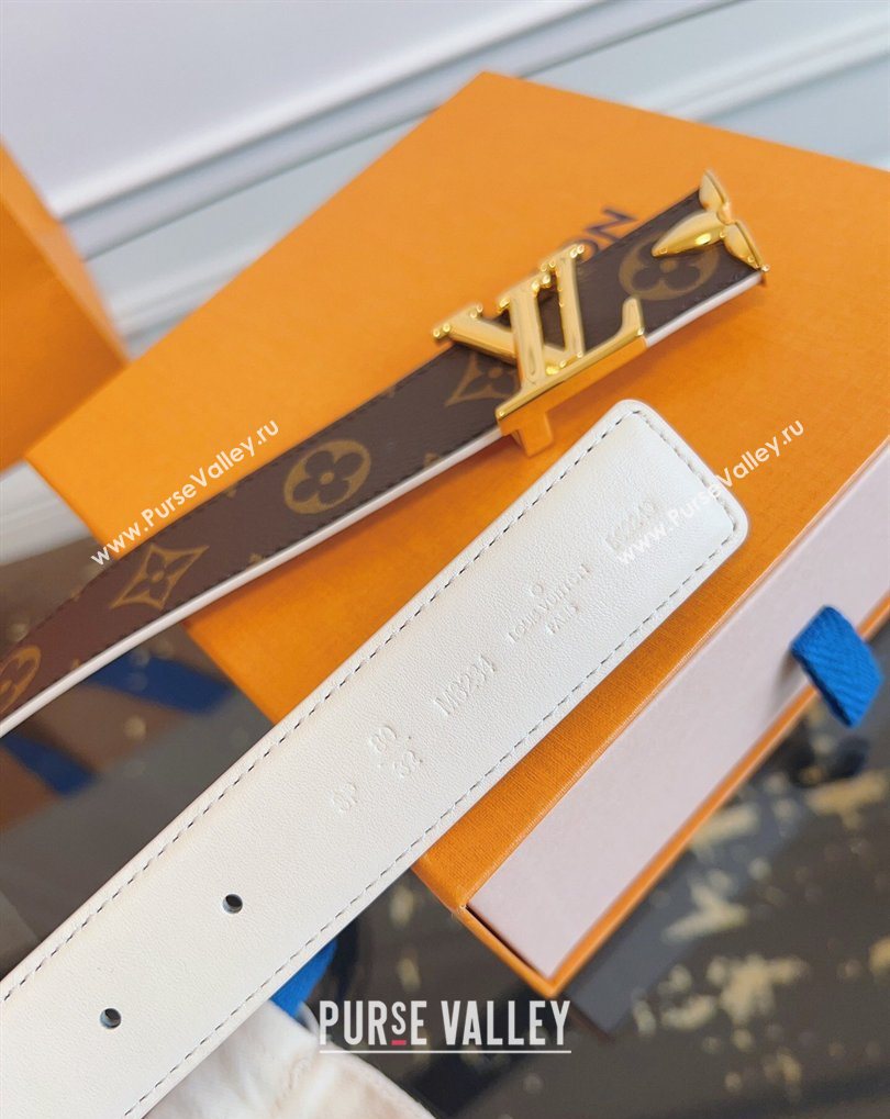 Louis Vuitton Monogram Canvas and Leather Belt 3cm with LV Buckle White 2026 LV031603 (99-260316091)