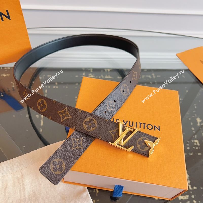 Louis Vuitton Monogram Canvas and Leather Belt 3cm with LV Buckle Black 2026 LV031603 (99-260316092)