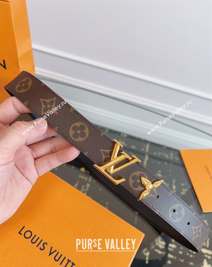 Louis Vuitton Monogram Canvas and Leather Belt 3cm with LV Buckle Black 2026 LV031603 (99-260316092)
