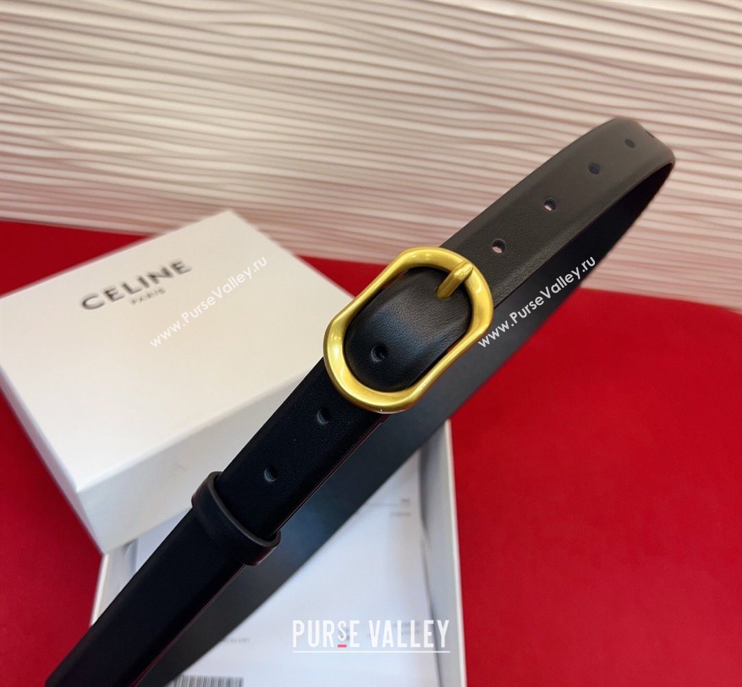 Celine Triomphe Medium Belt 2.5cm with Pin Buckle in Calfskin Leather Black 2026 CE031601 (99-260316022)