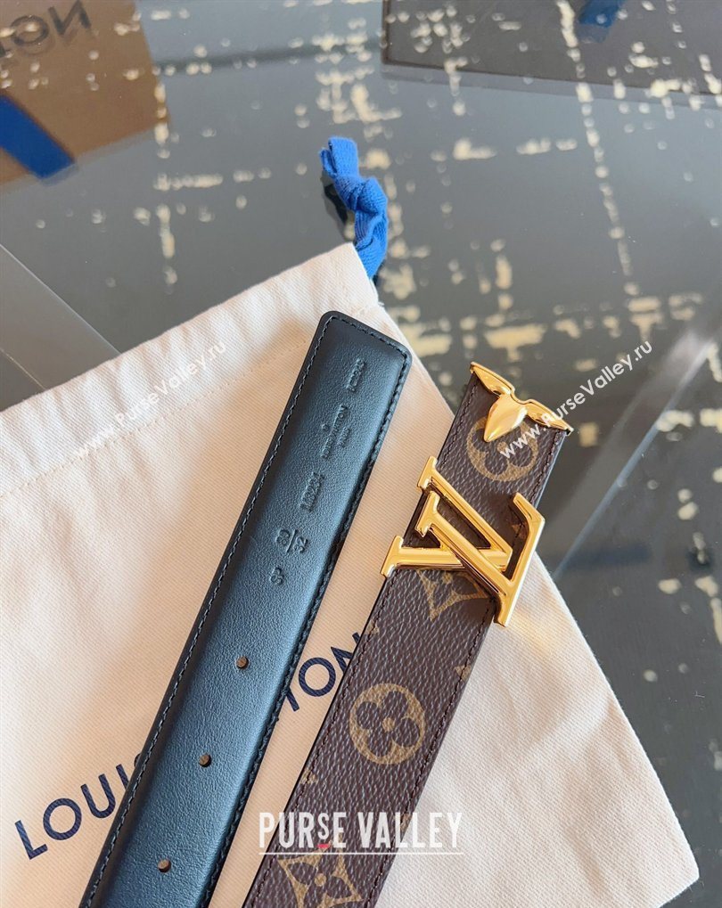 Louis Vuitton Monogram Canvas and Leather Belt 3cm with LV Buckle Black 2026 LV031603 (99-260316092)