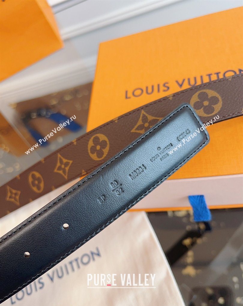 Louis Vuitton Monogram Canvas and Leather Belt 3cm with LV Buckle Black 2026 LV031603 (99-260316092)