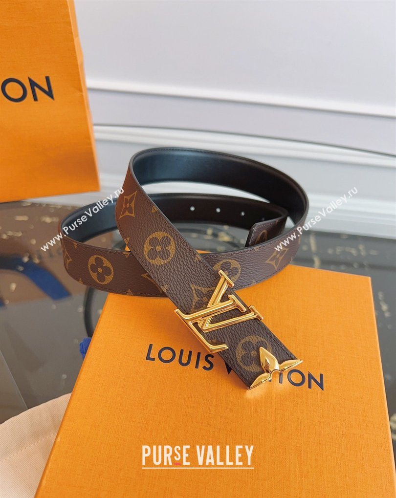 Louis Vuitton Monogram Canvas and Leather Belt 3cm with LV Buckle Black 2026 LV031603 (99-260316092)
