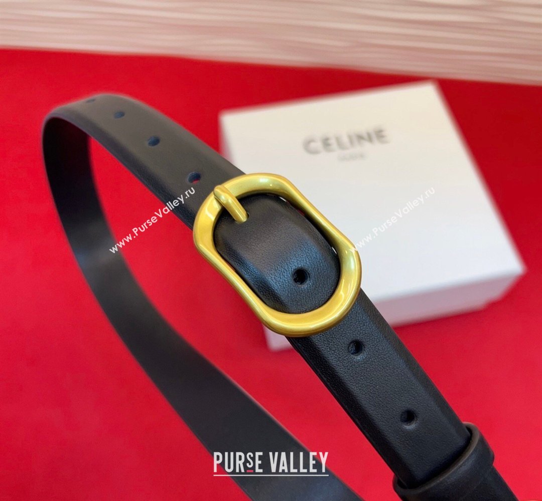 Celine Triomphe Medium Belt 2.5cm with Pin Buckle in Calfskin Leather Black 2026 CE031601 (99-260316022)