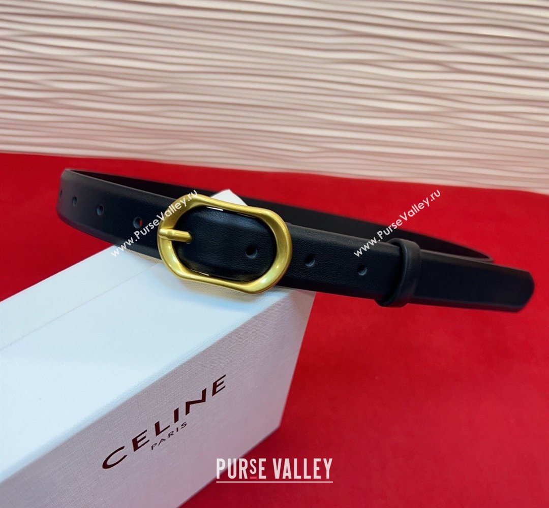 Celine Triomphe Medium Belt 2.5cm with Pin Buckle in Calfskin Leather Black 2026 CE031601 (99-260316022)