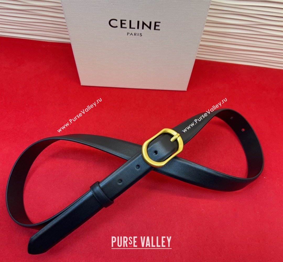 Celine Triomphe Medium Belt 2.5cm with Pin Buckle in Calfskin Leather Black 2026 CE031601 (99-260316022)