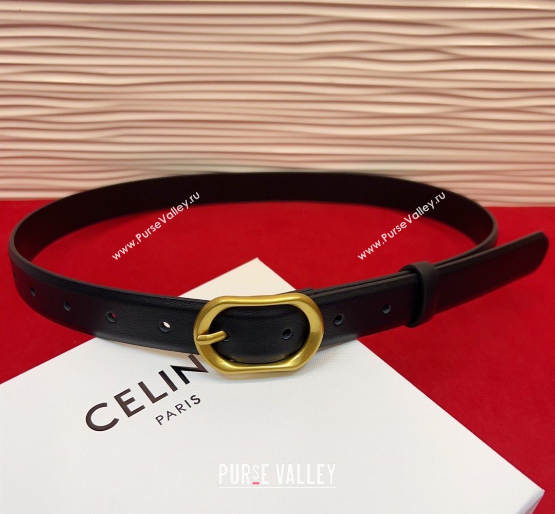 Celine Triomphe Medium Belt 2.5cm with Pin Buckle in Calfskin Leather Black 2026 CE031601 (99-260316022)