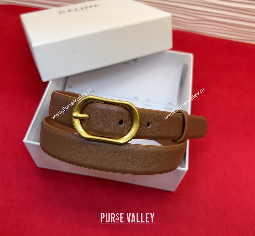 Celine Triomphe Medium Belt 2.5cm with Pin Buckle in Calfskin Leather Tan Brown 2026 CE031601 (99-260316023)