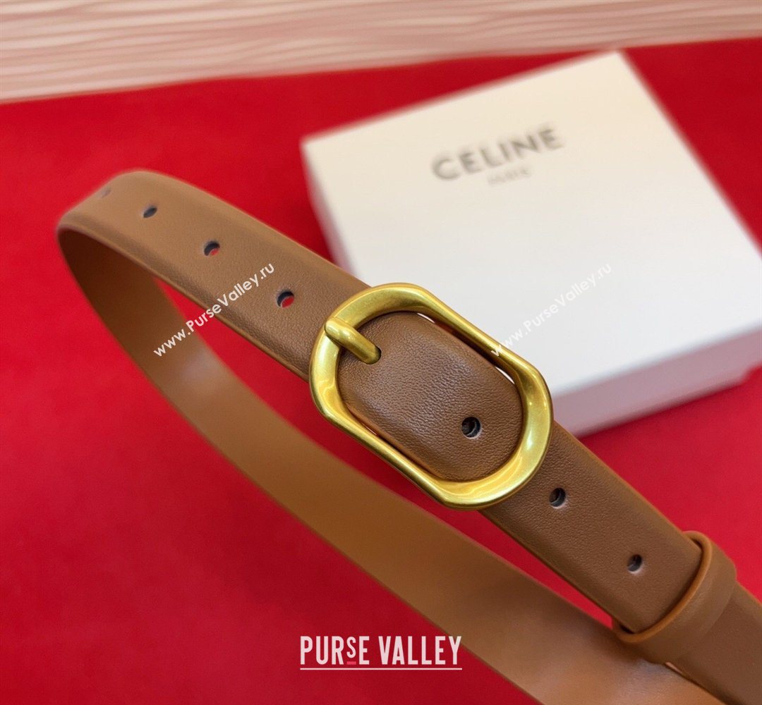 Celine Triomphe Medium Belt 2.5cm with Pin Buckle in Calfskin Leather Tan Brown 2026 CE031601 (99-260316023)