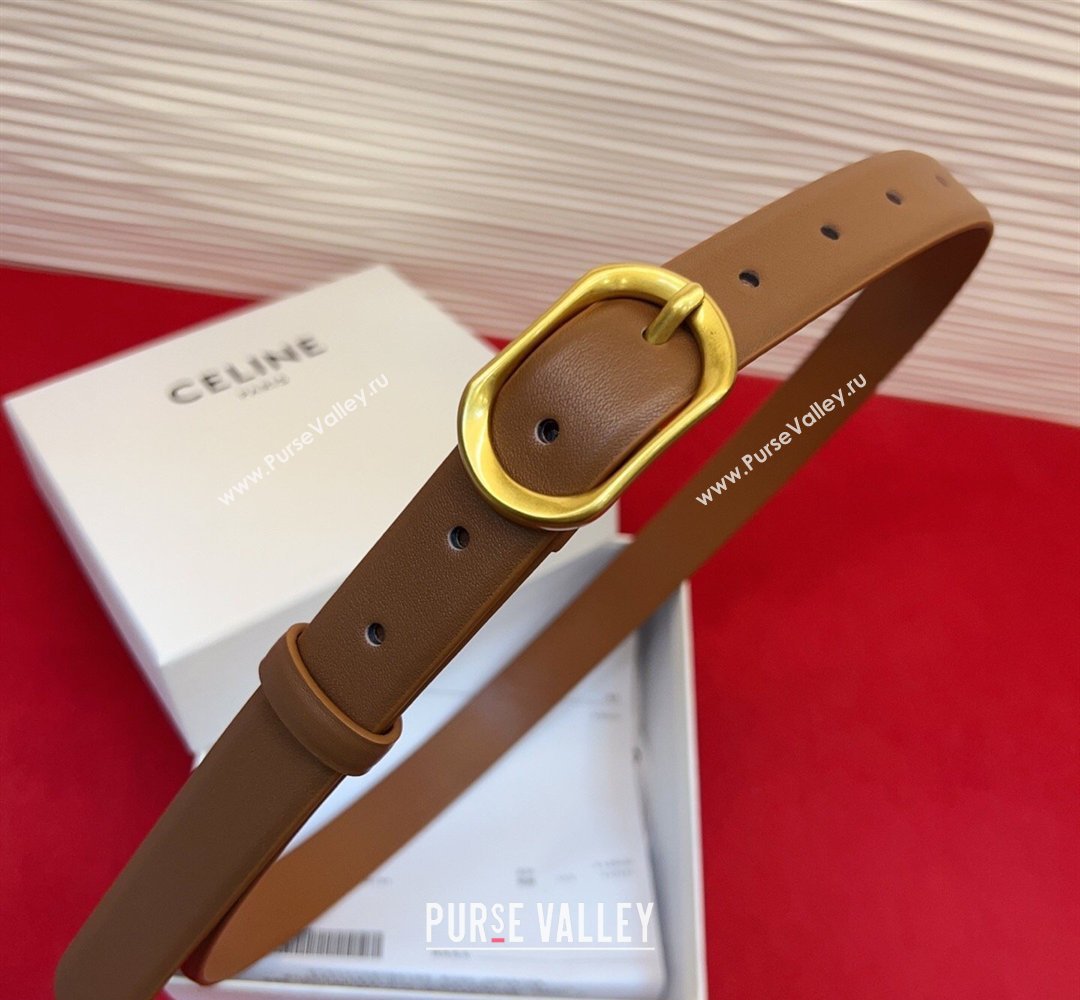 Celine Triomphe Medium Belt 2.5cm with Pin Buckle in Calfskin Leather Tan Brown 2026 CE031601 (99-260316023)