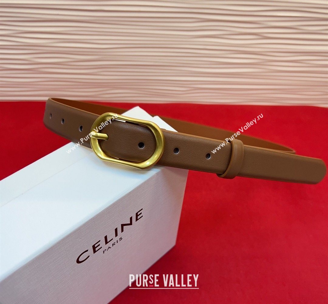 Celine Triomphe Medium Belt 2.5cm with Pin Buckle in Calfskin Leather Tan Brown 2026 CE031601 (99-260316023)
