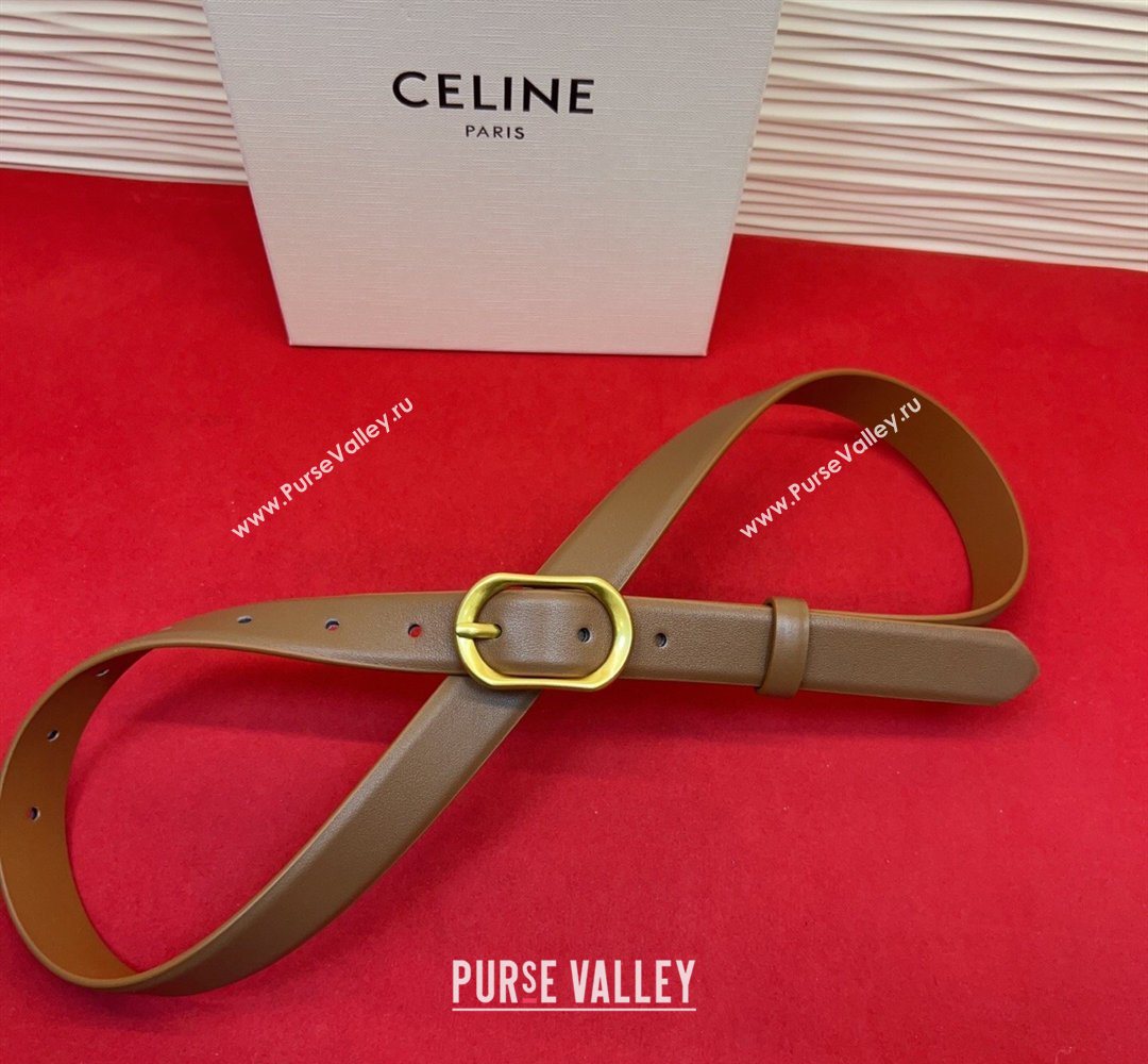 Celine Triomphe Medium Belt 2.5cm with Pin Buckle in Calfskin Leather Tan Brown 2026 CE031601 (99-260316023)