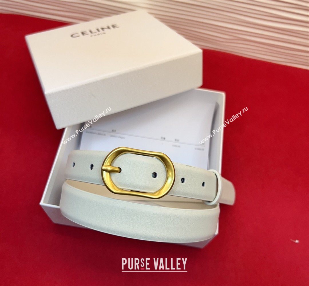 Celine Triomphe Medium Belt 2.5cm with Pin Buckle in Calfskin Leather White 2026 CE031601 (99-260316024)