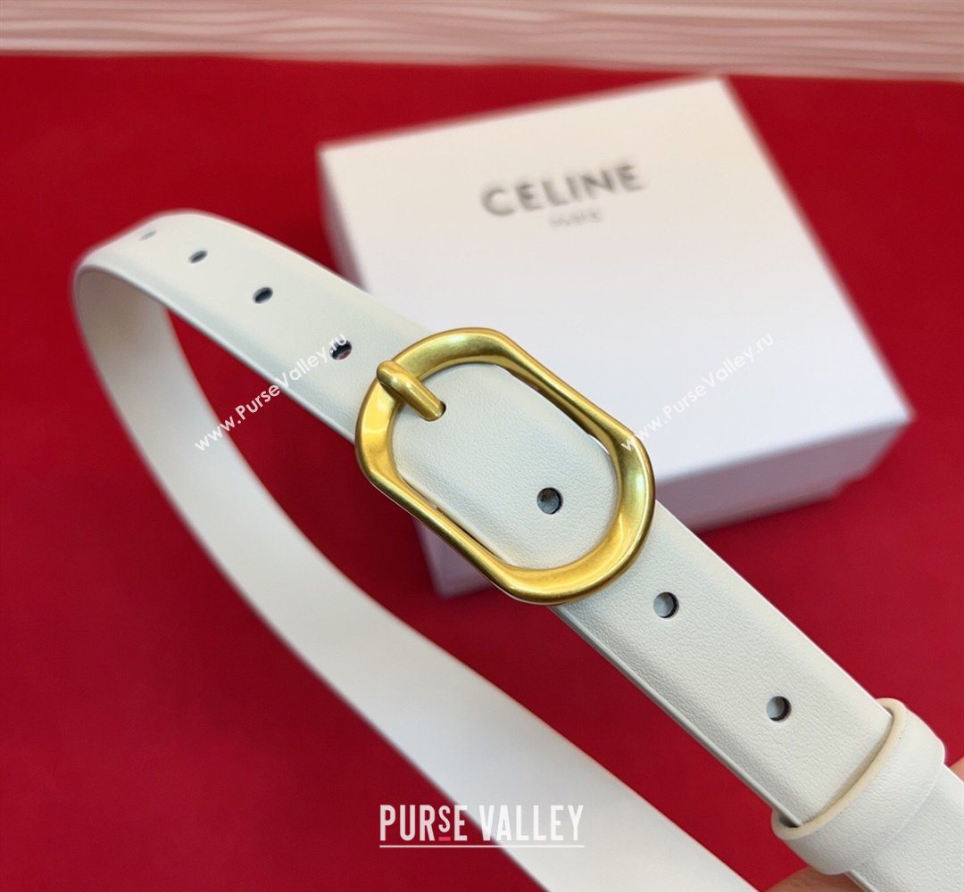 Celine Triomphe Medium Belt 2.5cm with Pin Buckle in Calfskin Leather White 2026 CE031601 (99-260316024)