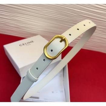 Celine Triomphe Medium Belt 2.5cm with Pin Buckle in Calfskin Leather White 2026 CE031601 (99-260316024)