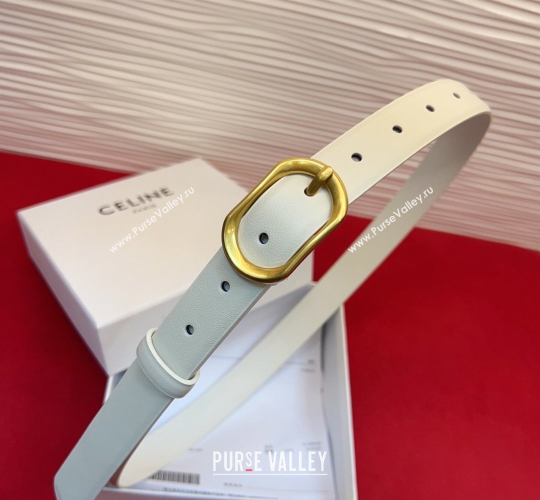 Celine Triomphe Medium Belt 2.5cm with Pin Buckle in Calfskin Leather White 2026 CE031601 (99-260316024)
