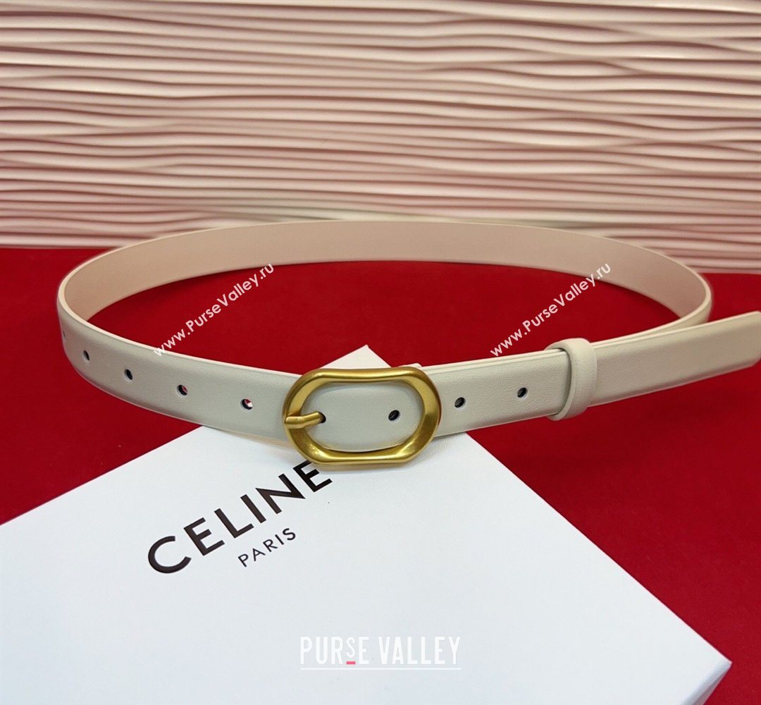 Celine Triomphe Medium Belt 2.5cm with Pin Buckle in Calfskin Leather White 2026 CE031601 (99-260316024)