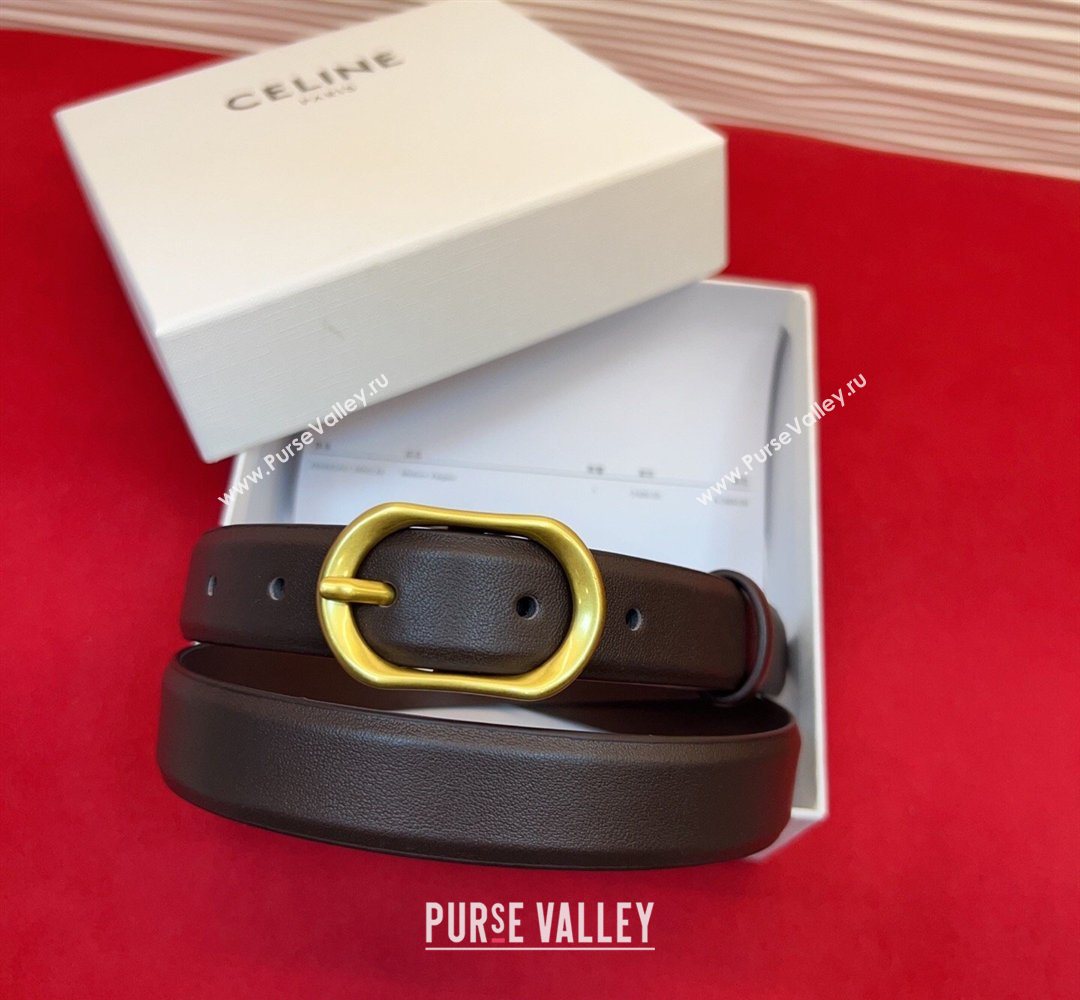Celine Triomphe Medium Belt 2.5cm with Pin Buckle in Calfskin Leather Dark Brown 2026 CE031601 (99-260316025)