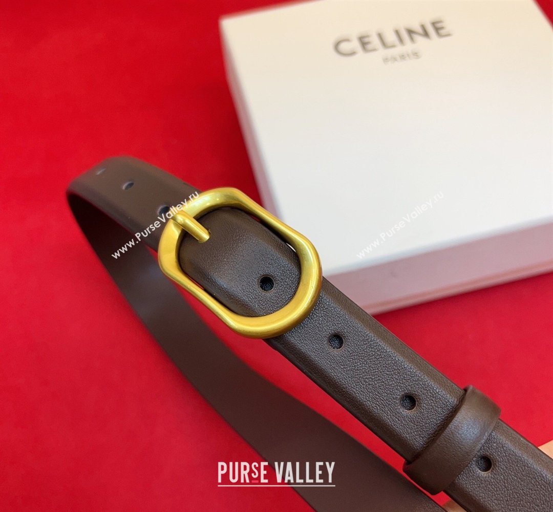 Celine Triomphe Medium Belt 2.5cm with Pin Buckle in Calfskin Leather Dark Brown 2026 CE031601 (99-260316025)