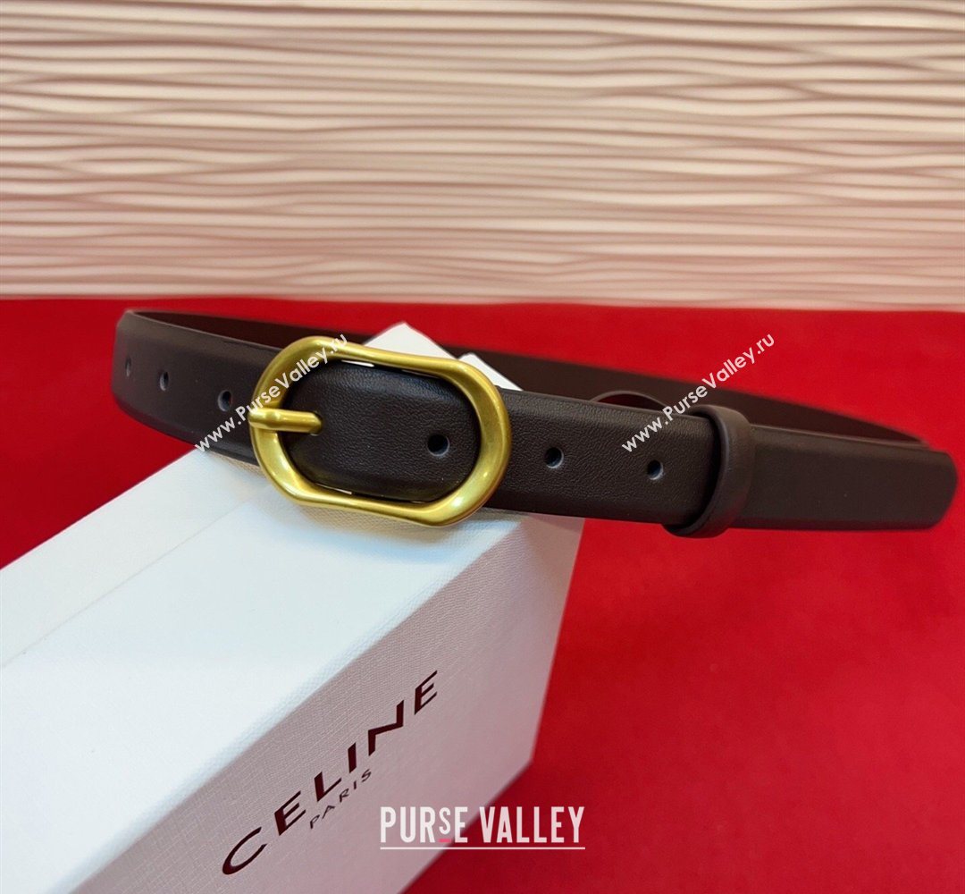 Celine Triomphe Medium Belt 2.5cm with Pin Buckle in Calfskin Leather Dark Brown 2026 CE031601 (99-260316025)