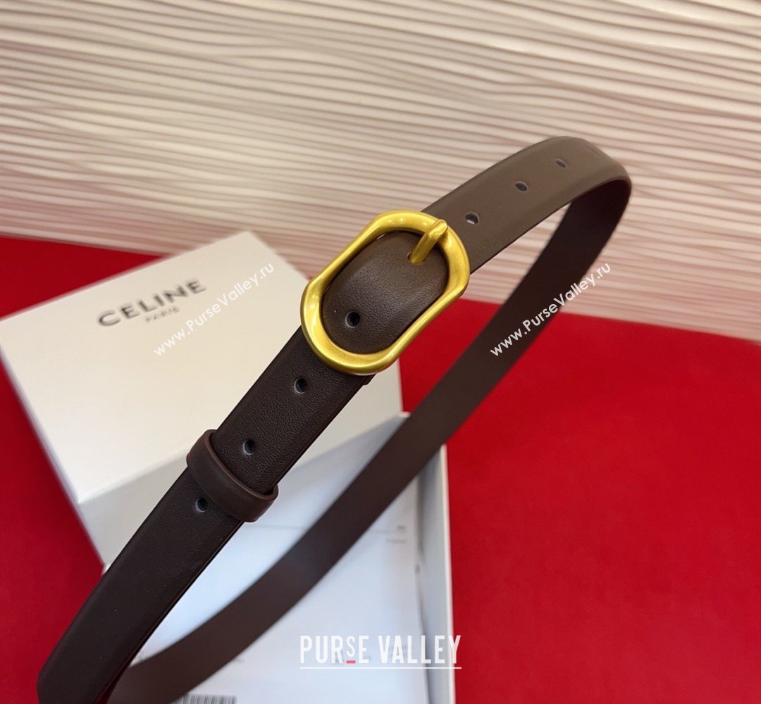 Celine Triomphe Medium Belt 2.5cm with Pin Buckle in Calfskin Leather Dark Brown 2026 CE031601 (99-260316025)
