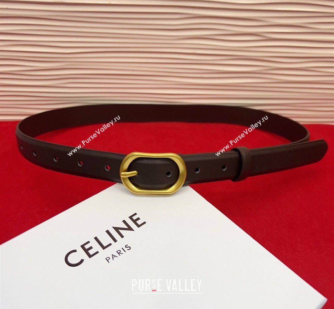 Celine Triomphe Medium Belt 2.5cm with Pin Buckle in Calfskin Leather Dark Brown 2026 CE031601 (99-260316025)