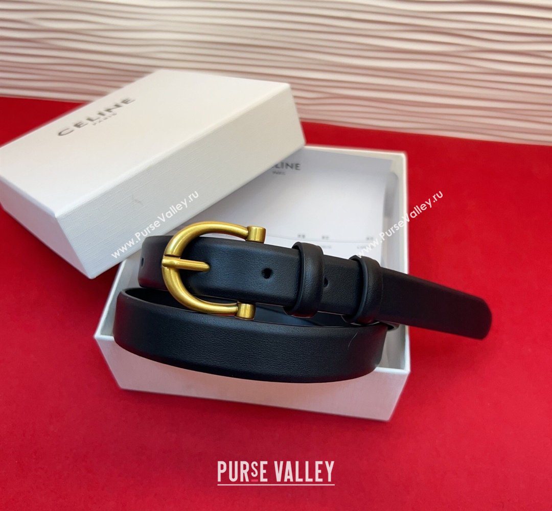 Celine Triomphe Medium Belt 2.5cm with Pin Buckle in Calfskin Leather Black 2026 CE031602 (99-260316026)