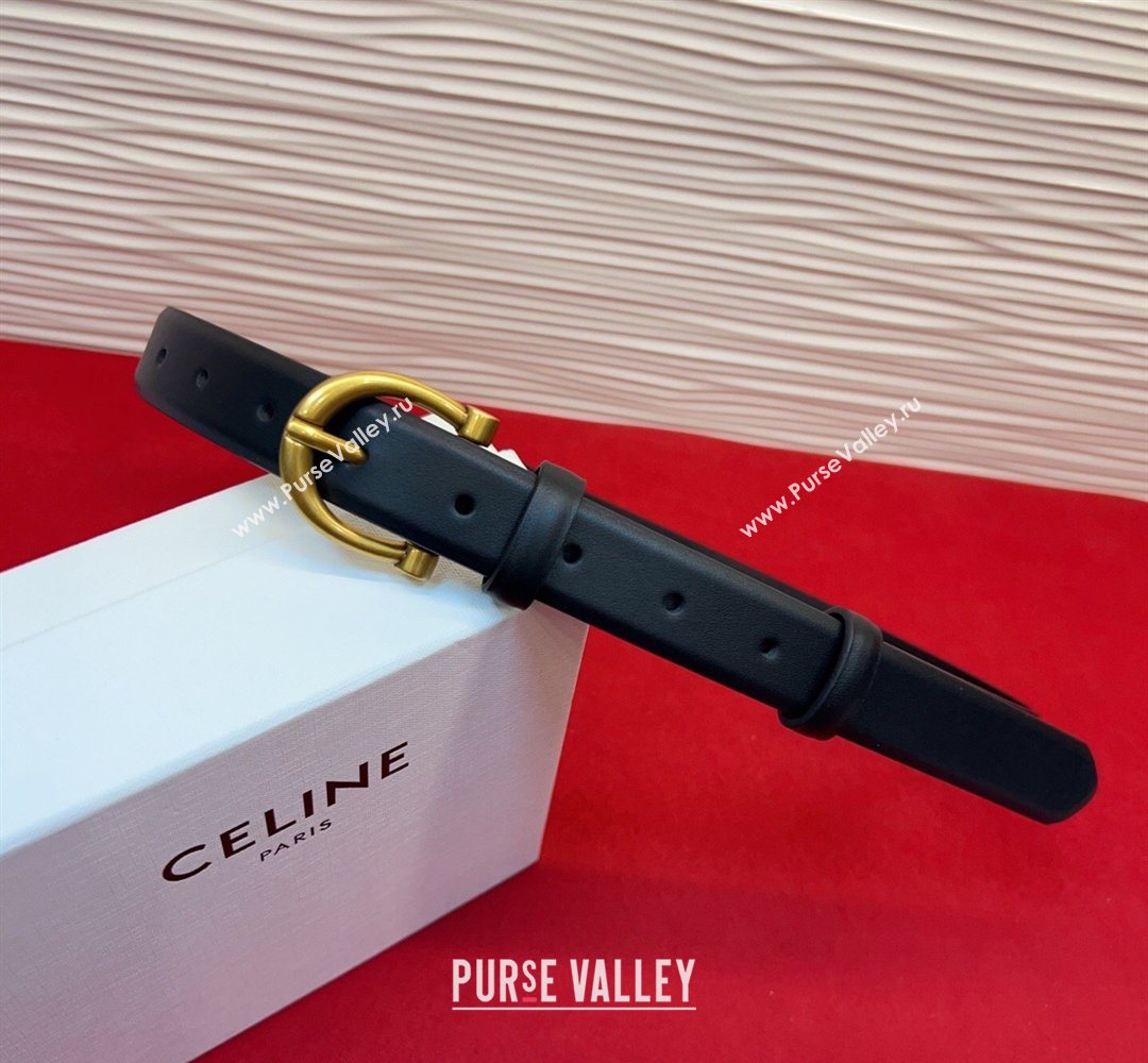 Celine Triomphe Medium Belt 2.5cm with Pin Buckle in Calfskin Leather Black 2026 CE031602 (99-260316026)