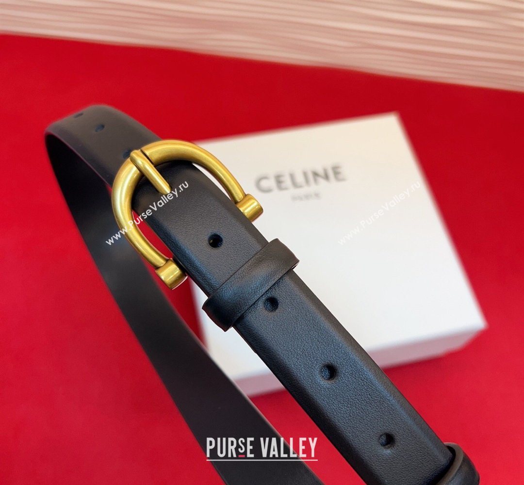Celine Triomphe Medium Belt 2.5cm with Pin Buckle in Calfskin Leather Black 2026 CE031602 (99-260316026)