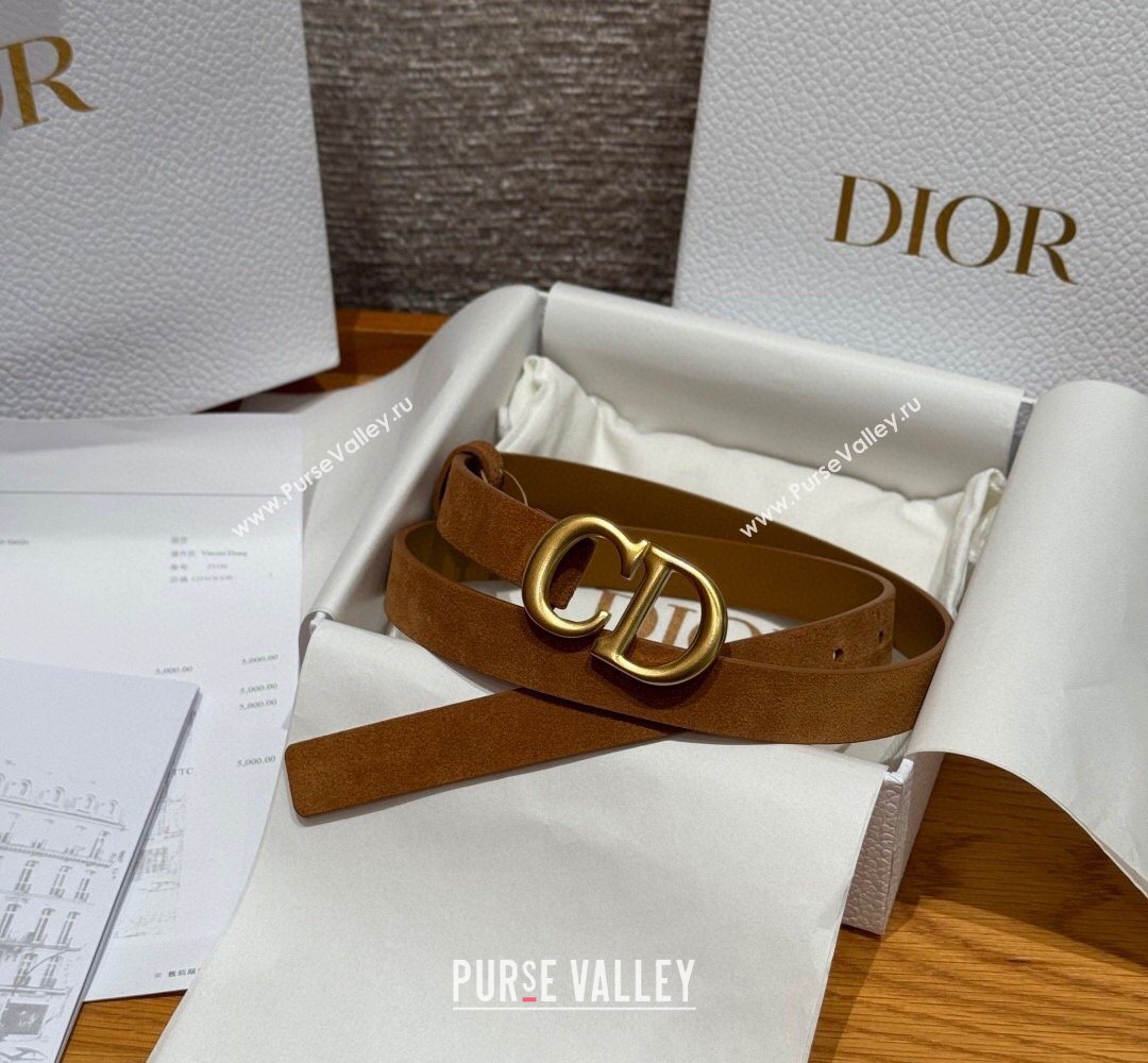 Dior Suede Belt 2cm with CD Buckle Camel Brown 2026 DR031701 (99-260317001)