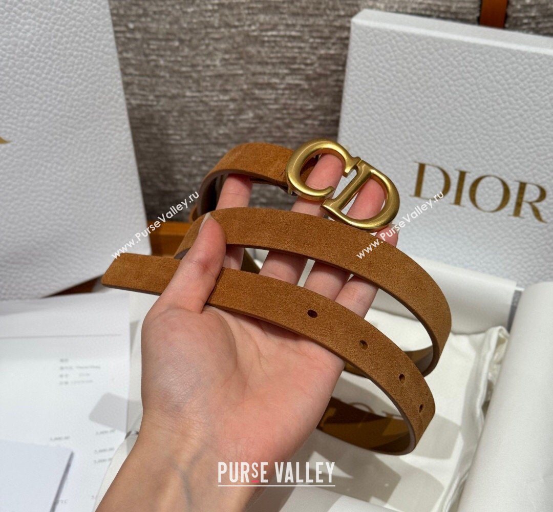 Dior Suede Belt 2cm with CD Buckle Camel Brown 2026 DR031701 (99-260317001)
