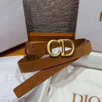 Dior Suede Belt 2cm with CD Buckle Camel Brown 2026 DR031701 (99-260317001)