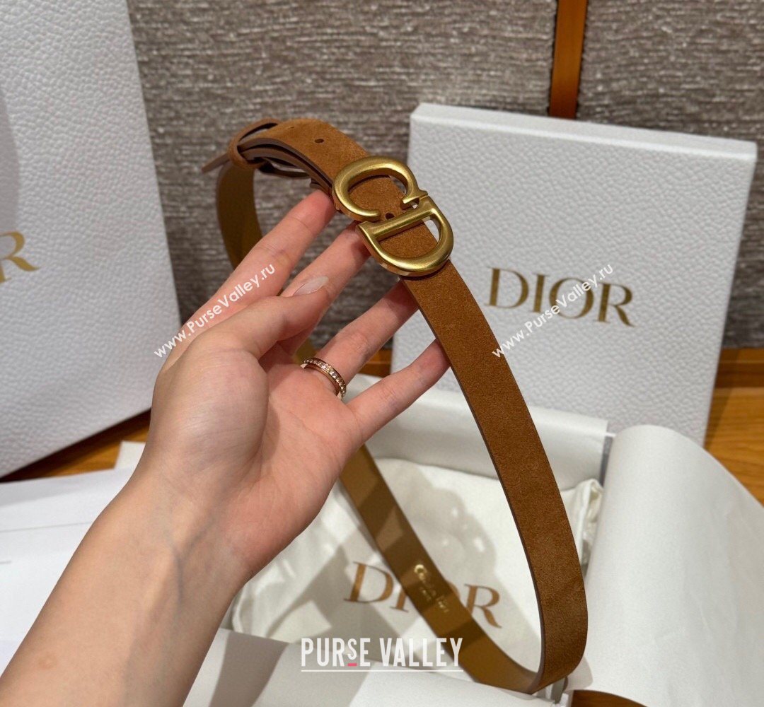 Dior Suede Belt 2cm with CD Buckle Camel Brown 2026 DR031701 (99-260317001)