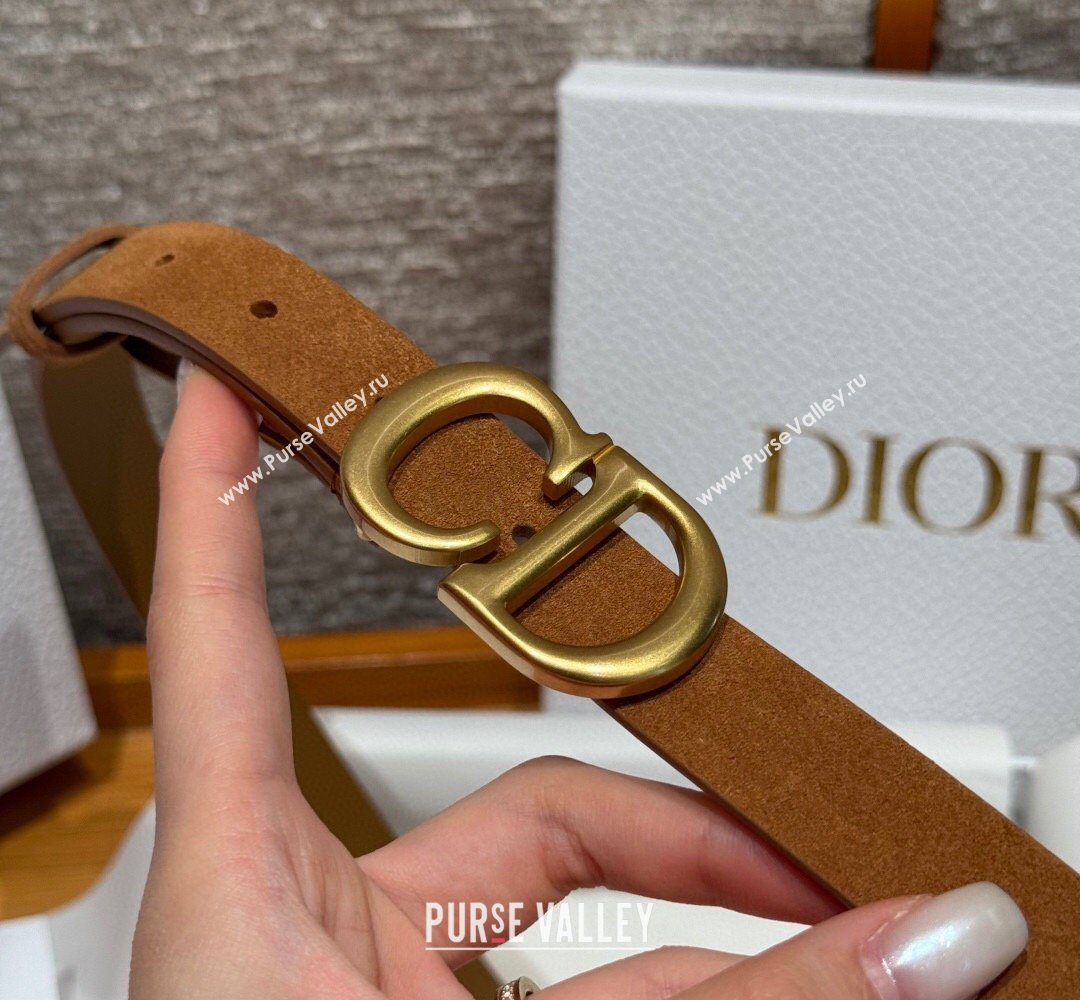 Dior Suede Belt 2cm with CD Buckle Camel Brown 2026 DR031701 (99-260317001)