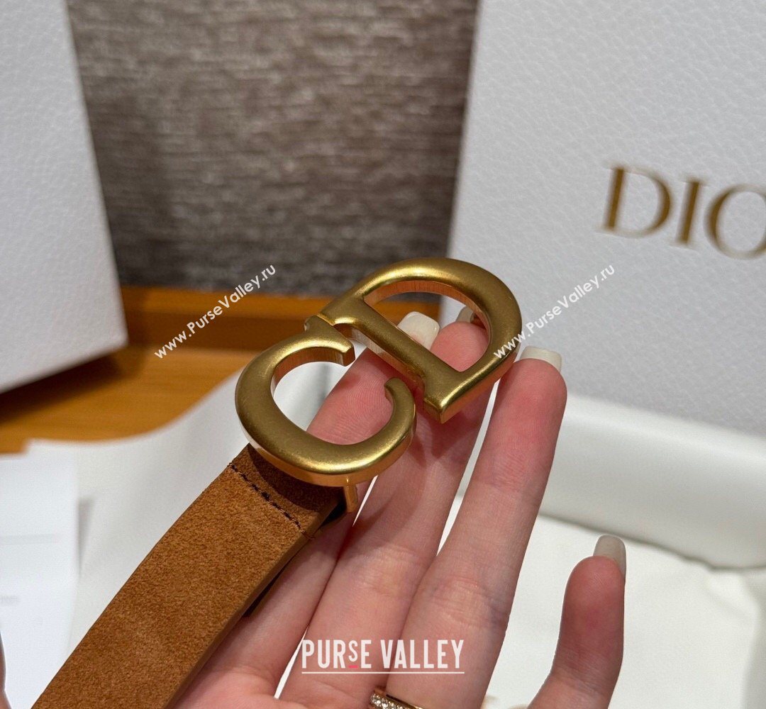 Dior Suede Belt 2cm with CD Buckle Camel Brown 2026 DR031701 (99-260317001)